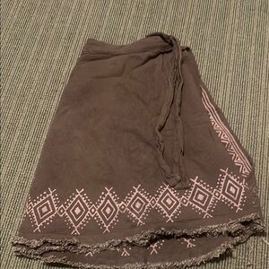 Brown Skirt with Pink Geometric Patterns